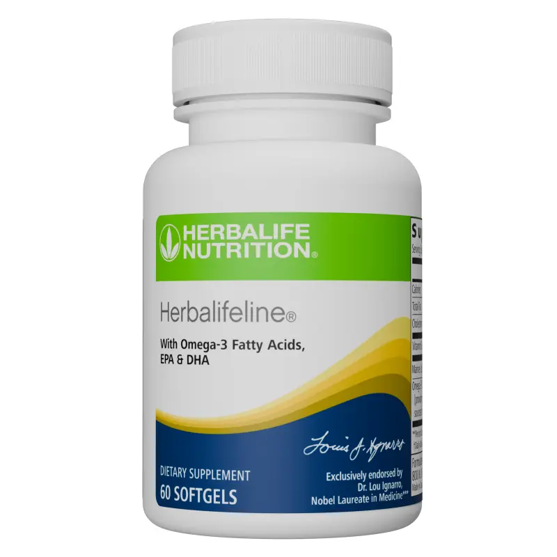 Herbalifeline Omega-3 Softgels - White Background